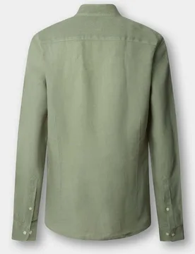 Camisa de lino de hombre teñida en prenda fit tailored - Hackett - FashionsVida