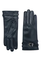 Womens Italian Leather Buckle Winter Gloves - - Size: XL