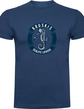 Seahorse Short Sleeve T-shirt Denim Blue 3XL Men - Kruskis - FashionsVida