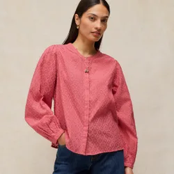 Lana Organic Jacquard Top - Mid Pink