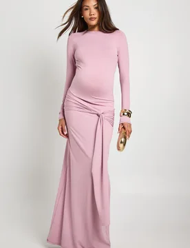 Womens Maternity Under Bump Tie Drop Hem Maxi - Purple - Size 16 Uk - Boohoo - FashionsVida