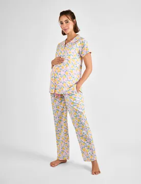 Maternity Pure Cotton Lemon Pyjama Set Light Pink Mix female - JoJo Maman Bébé - FashionsVida