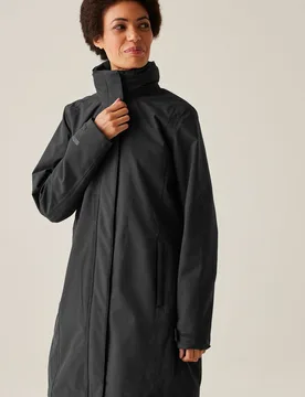 Women's Kingsley Longline 3 in 1 Waterproof Jacket in Black Size: 18 - Black - Size: 18 - Regatta - FashionsVida