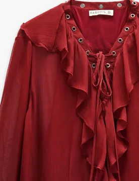 Blusa de mujer 100% viscosa semitransparente con cordón decorativo - Parfois - FashionsVida