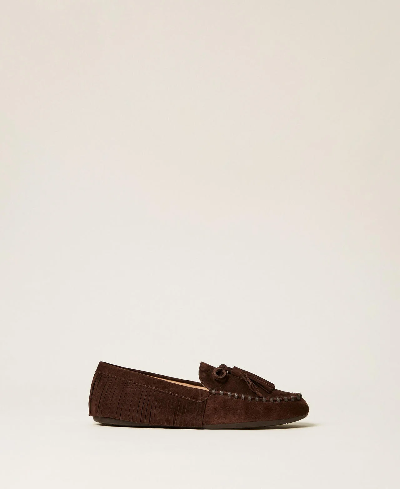 Mocassins en cuir velours avec franges - TWINSET - FashionsVida
