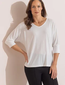 Women's Foil Spot Batwing Top in Ivory Size: Large - Ivory - Size: L - Klass. - FashionsVida
