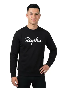 Felpa Heavyweight Cotton Large Logo Black / White - Rapha - FashionsVida