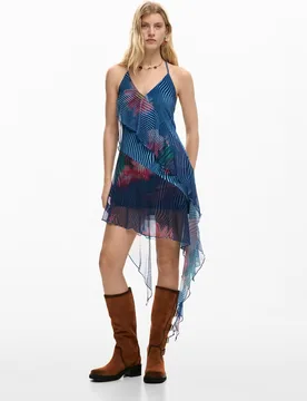 Vestido volantes pixelado - Desigual - FashionsVida
