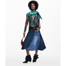 Desigual - Falda denim patch