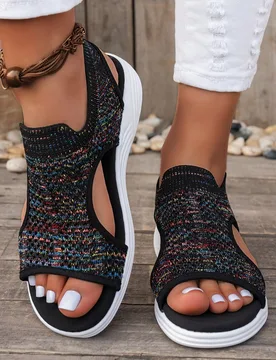 Sandalias de verano para mujer 2026, parte superior de malla hueca, correa trasera, punta abierta, suela blanda, uso versátil al aire libre, slip-on - Shein - FashionsVida
