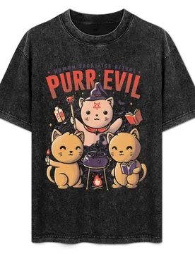 Purr Evil T-Shirt Trendy Casual Short Sleeve Shirt - Aliexpress - FashionsVida