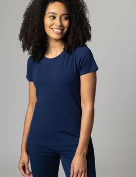 Women's 1 Pack Bamboo Loungewear Selection T-Shirt Navy T-Shirt 14 Ladies - Blue - Size: UK 14 - Lazy Panda - FashionsVida