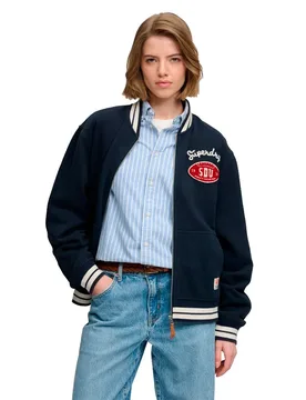 Sweat-shirt à Zip Country Club Jersey Bomber Eclipse Navy S - Superdry - FashionsVida