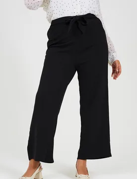 Womens Black Curve Bootcut Trousers With Tie Belt - Size 20 Uk - Brave soul - FashionsVida
