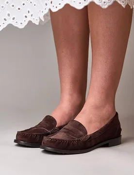 Women's 'Petrel Suede' Suede Loafers in Dark Brown Size: 5 - Dark Brown - Size: 5 - Moshulu - FashionsVida