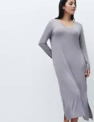 Lace Detail Long Sleeve Nightdress Dark Blue female