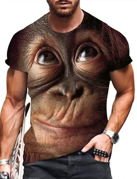 Printed Men's T-shirt Funny Monkey Fashion Trend Harajuku Animal Top Summer Leisure O-Neck Short Sleeve Plus Size Men's Street F - Aliexpress - FashionsVida