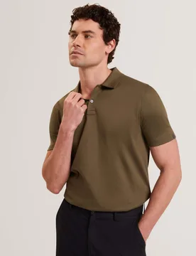 Pure Cotton Connall Polo Shirt Khaki male - Ted baker - FashionsVida