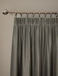 Velvet Pencil Pleat Ultra Thermal Curtains Light Grey