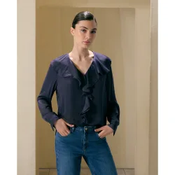 Blusa de mujer con volante delantero