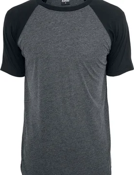 T-Shirt - Raglan Contrast Tee - M bis XL - für Männer - Größe M - charcoal/schwarz - Männer - male - Urban classics - FashionsVida