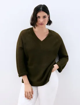 Jersey de mujer cuello pico estructura - Couchel - FashionsVida