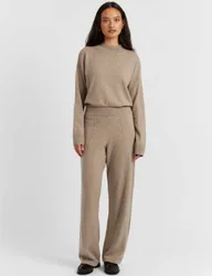 Wool Rich Wide Leg Joggers Stone female