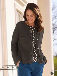 Boucle Strickjacke - Mokka - female - Size: 46