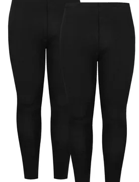Women's 2 Pack Jersey Leggings Pants in Black Size: 16R - Black - Size: 16R - Yours - FashionsVida