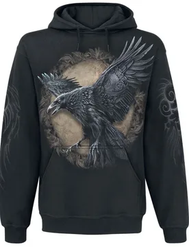 Kapuzenpullover - Raven Wise - S bis M - für Männer - Größe M - schwarz - Männer - male - Spiral - FashionsVida