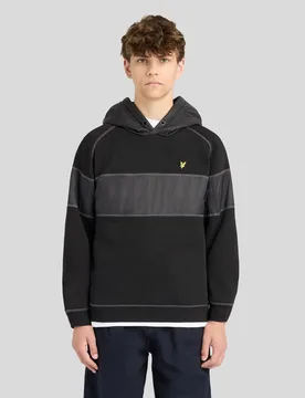Kids Contrast Panel Hoodie Jet Black - Lyle & Scott - FashionsVida