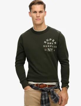Superdry Herren Surplus Sweatshirt mit Rundhalsausschnitt und Grafik Schwarz - Größe: Xxl - 89.99 - FashionsVida