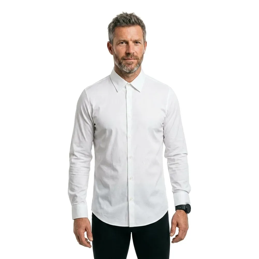 Exchange Camicia A Maniche Lunghe Xm000339_af10192 Off White L - Armani - FashionsVida