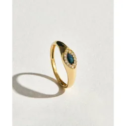 Anillo Sello de oro, diamante y zafiro