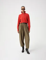 Funnel Neck Half Zip Jumper Red female