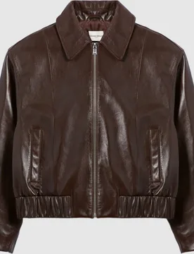 Cazadora de mujer de piel brillante y cuello camisero - CLAUDIE PIERLOT - FashionsVida