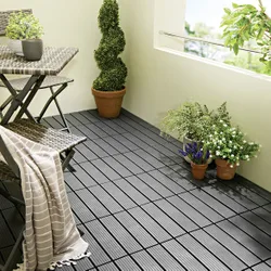 Klick-Gartenfliesen grau 8er-Set