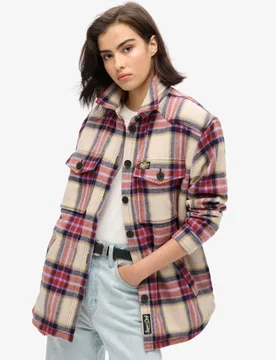Superdry Women's Borg Check Overshirt Braun/lila - Größe: 40 - 99.99 - FashionsVida