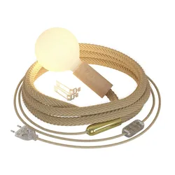 Cables Lampe à Prise Avec Corde En Jute Tressée Sans Ampoule Transparent One Size