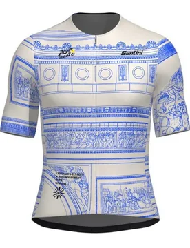Maglia A Maniche Corte Tdf Arrivée Arc De Triomphe 2025 White - Santini - FashionsVida