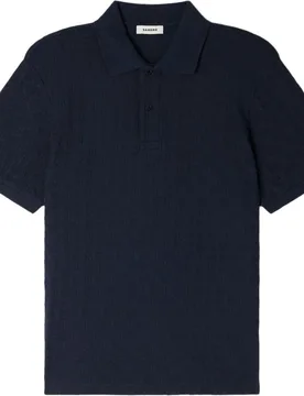 Polo de punto jacquard Square Cross de hombre manga corta - sandro - FashionsVida