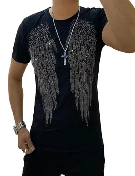 S-6XL Streetwear Hot Drill T Shirt Anime Short Sleeve Men's Rhinestone T-shirt Fashion Cotton - Aliexpress - FashionsVida