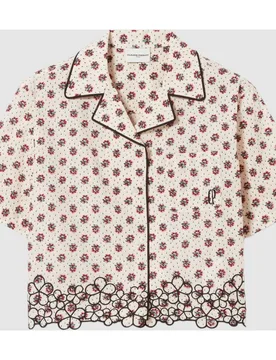 Camisa de mujer de algodón bordada de manga corta - CLAUDIE PIERLOT - FashionsVida