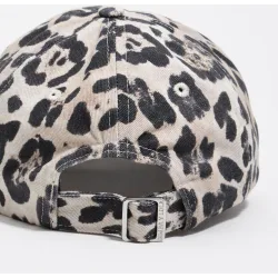 Gorra de mujer algodón lavada leopardo palmera