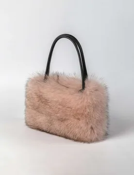 Bolso de pelo de zorro con asas de cuero - De la Roca - FashionsVida