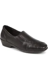 Women's Leather Slip On Shoes in Black Size: 5 - Black - Size: 5