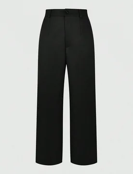 Pantalones de mujer de pierna recta larga de poliéster negro, con detalles de botón y cremallera, sin elasticidad, pantalones casuales de negocios p - Shein - FashionsVida
