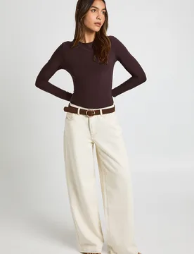 Womens Double Layer Slinky Long Sleeve Crew Neck Bodysuit - Chocolate - Size 16 Uk - Boohoo - FashionsVida