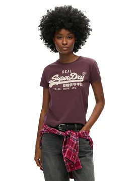 T-shirt à Manches Courtes Embroidered Vl Fitted Rich Burgundy XS - Superdry - FashionsVida