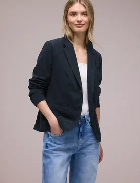 Blazer im langen Schnitt mit Struktur female Blau - Street One - FashionsVida